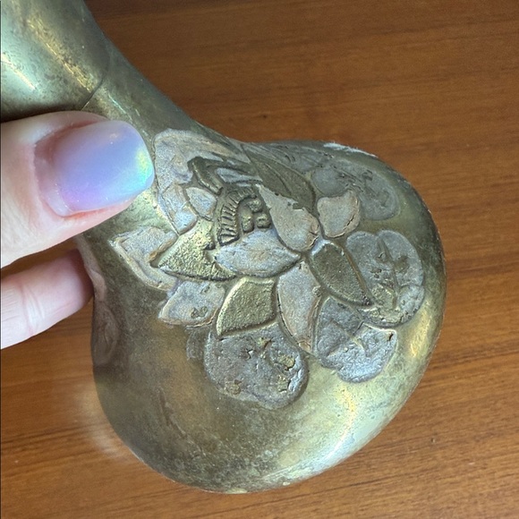 Vintage Brass Floral Vase - Picture 5 of 9